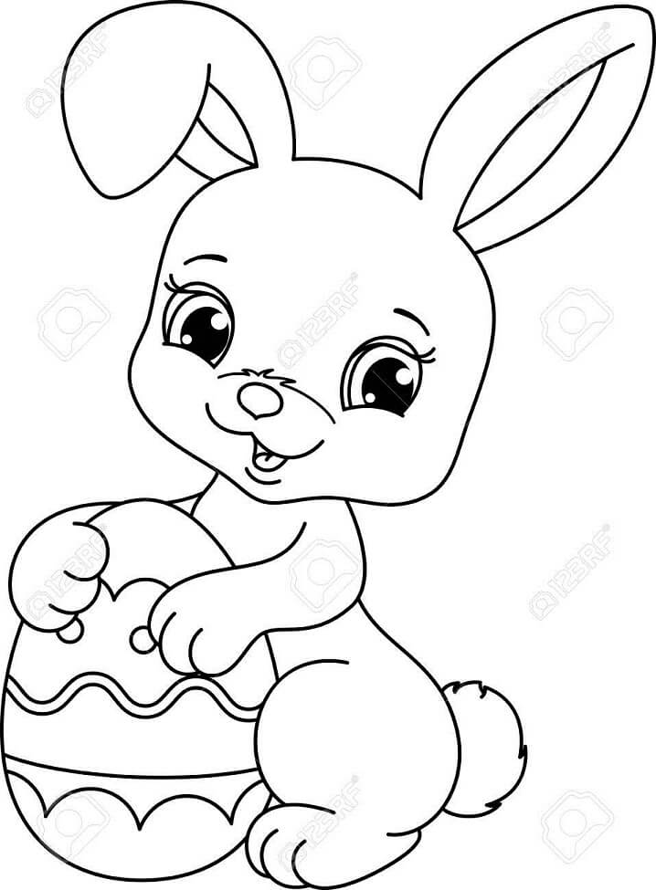Dibujo de Encantador Conejito de Pascua para Colorear