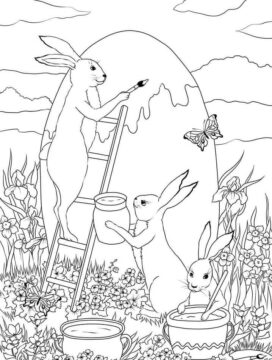 Dibujo de Encantadores Conejos de Pascua para Colorear