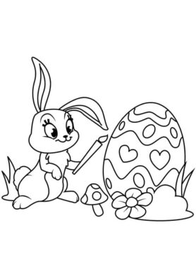 Dibujo de Huevo de Dibujo de Conejo de Pascua para Colorear