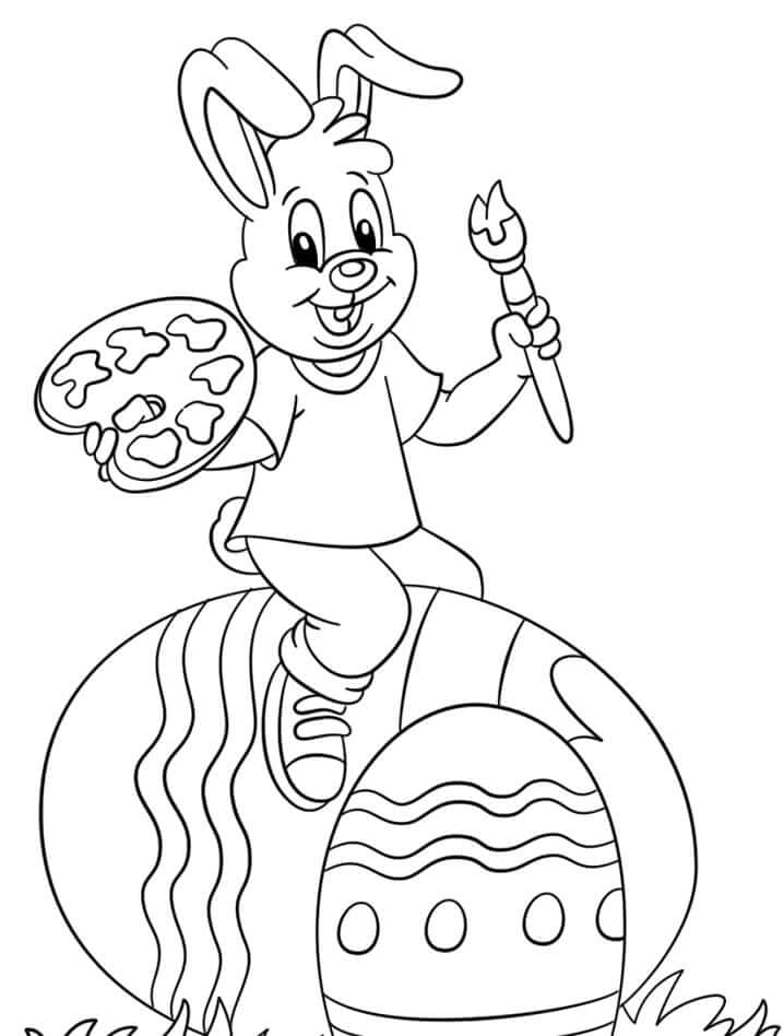 Dibujo de Huevo de Pintura de Conejo de Pascua para Colorear