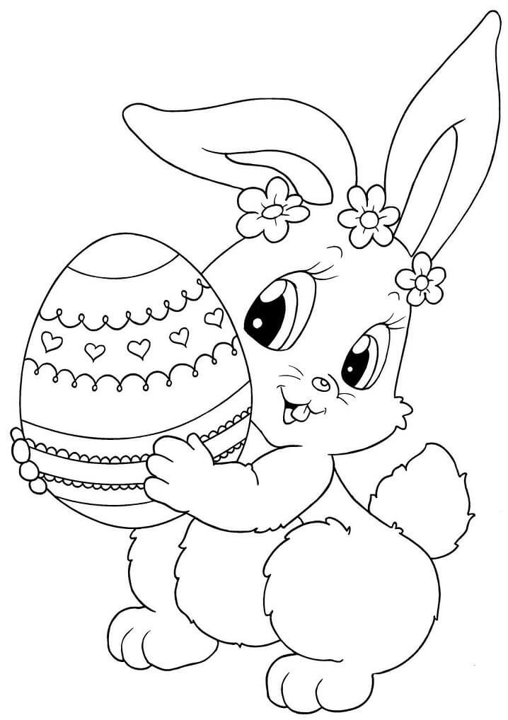 Dibujo de Linda Conejito de Pascua para Colorear