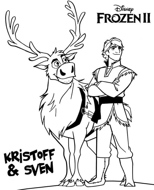 Dibujo de Kristoff y Sven Congelado 2 para Colorear