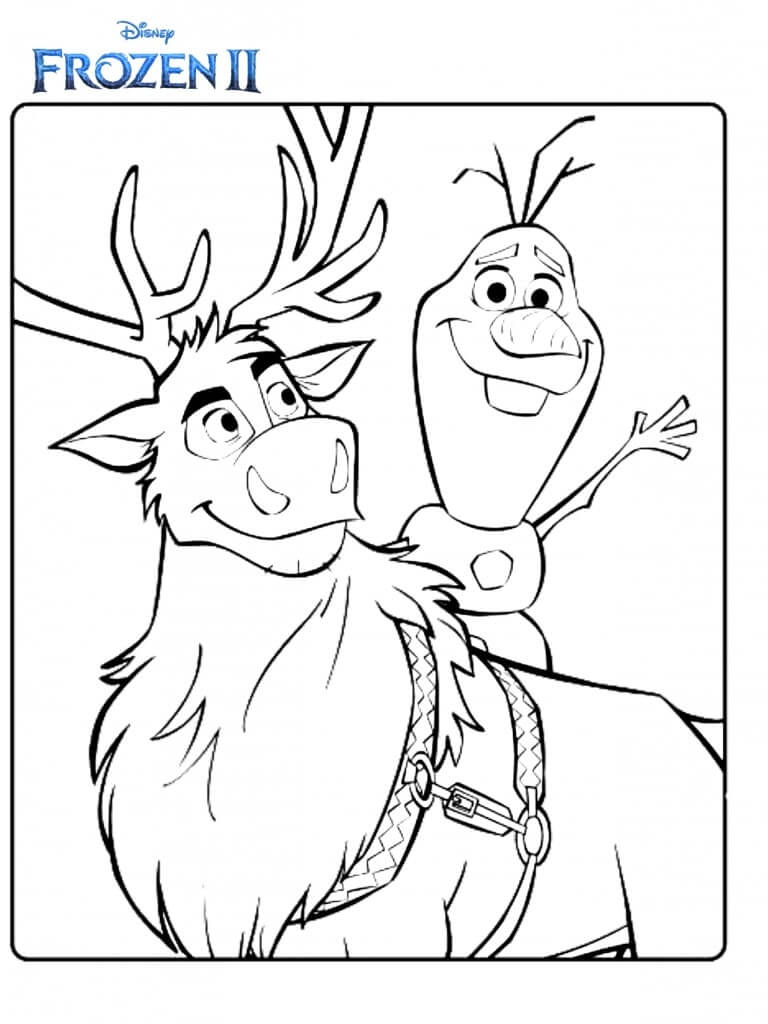 Dibujo de Olaf y Sven Congelado 2 para Colorear