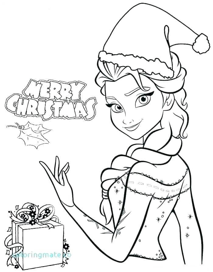 Dibujo de Feliz Navidad con Elsa para Colorear