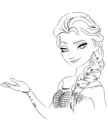 Dibujo de Hermosa Elsa para Colorear