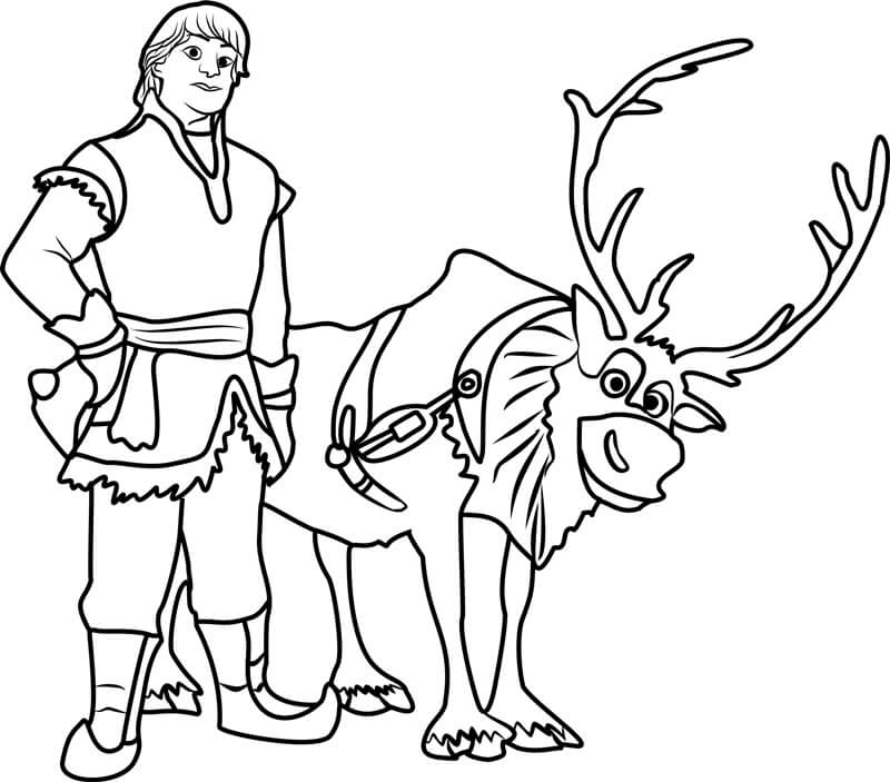 Dibujo de Kristoff y Sven para Colorear