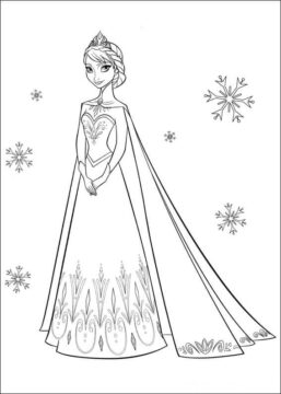 Dibujo de Reina de las Nieves Elsa para Colorear