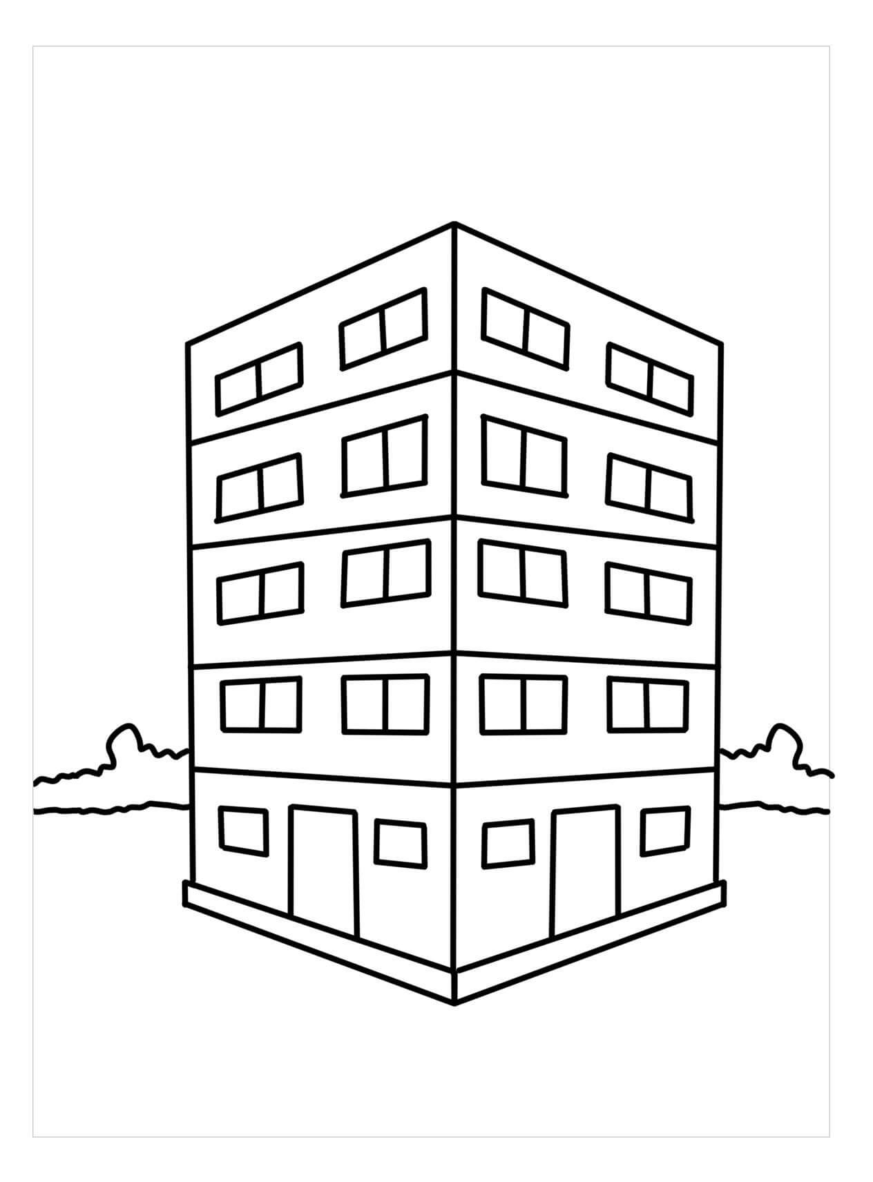 Dibujo de Bonito Edificio para Colorear