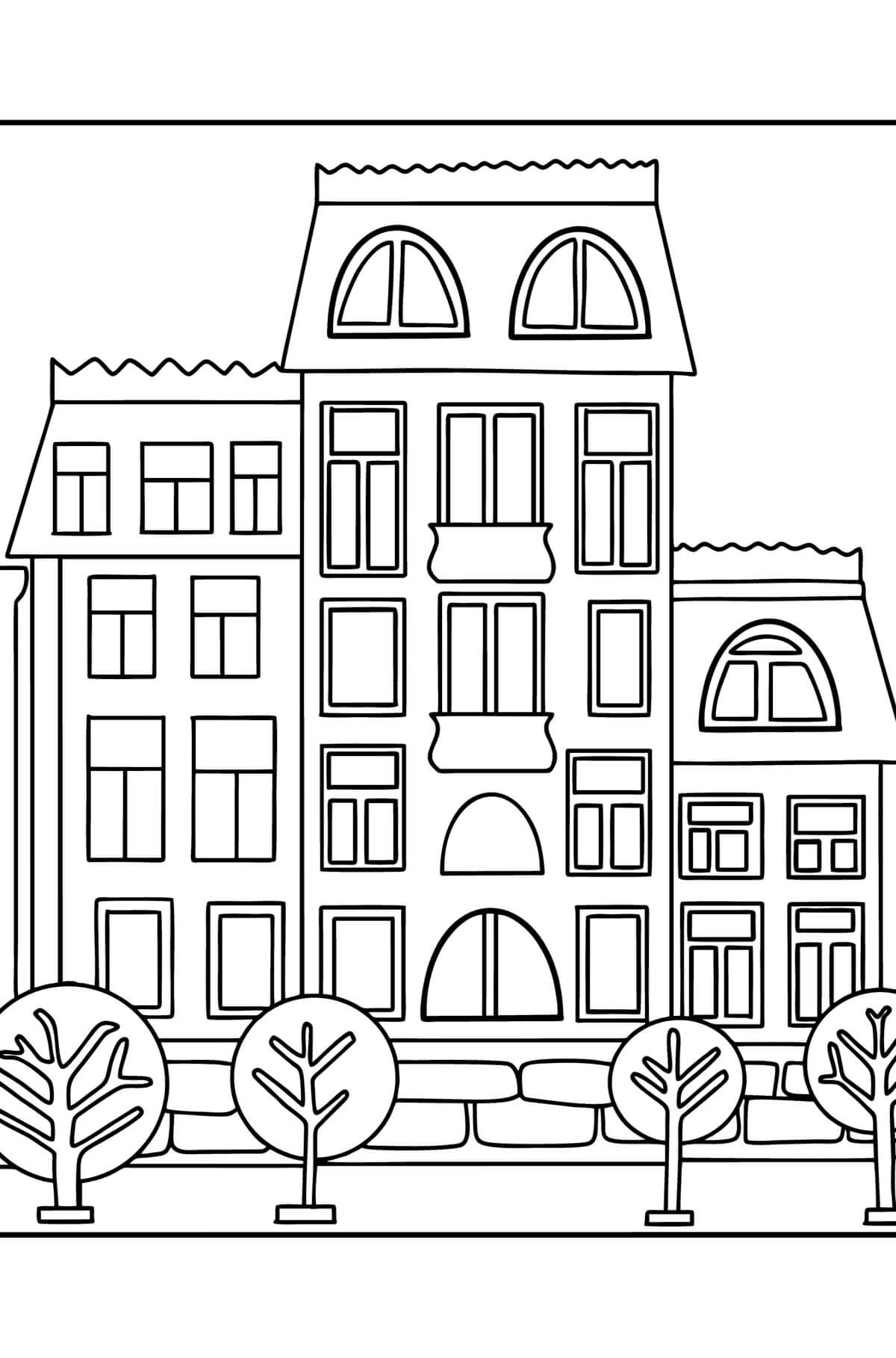 Dibujo de Construccin de Casas Normales para Colorear