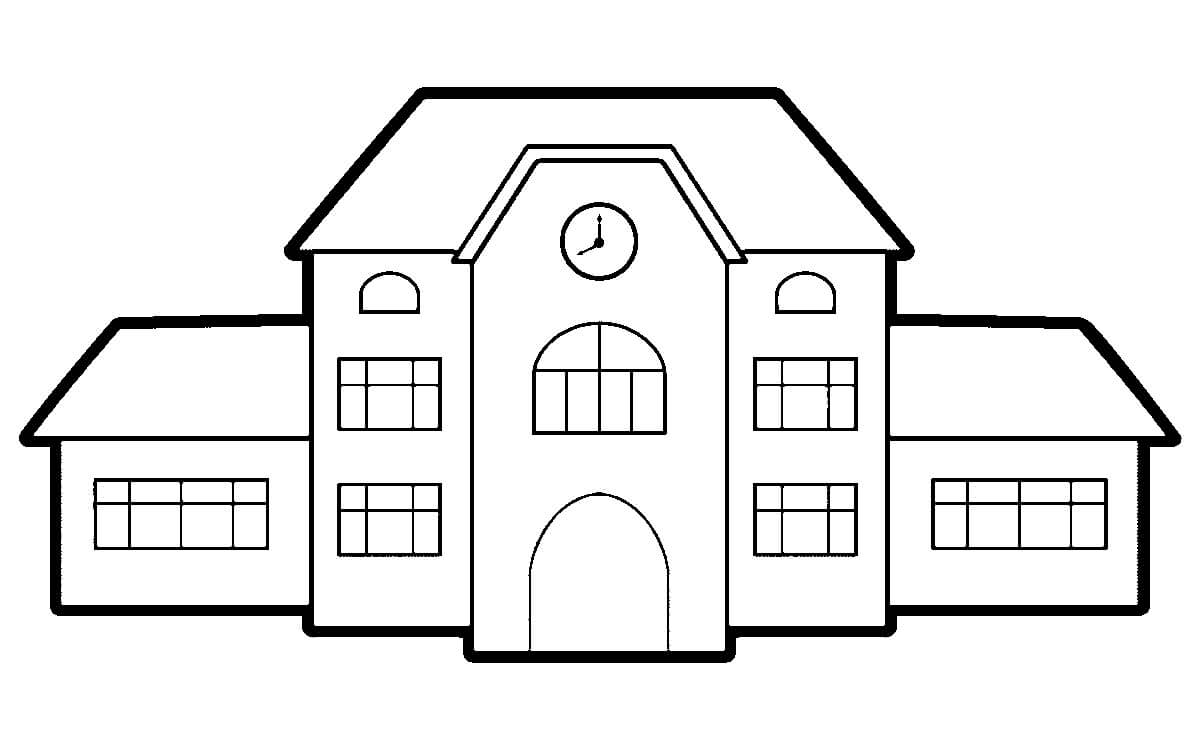 Dibujo de Edificio Escolar Bsico para Colorear