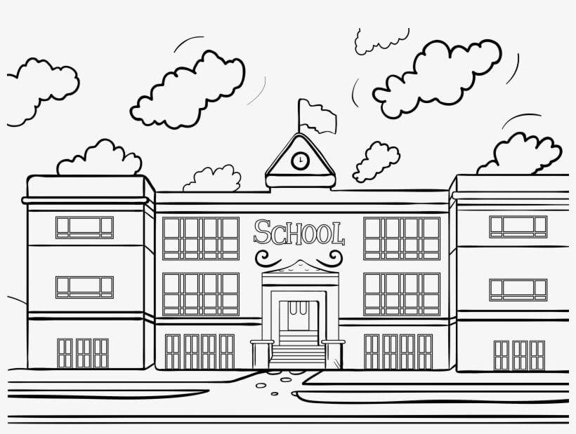 Dibujo de Edificio Escolar para Colorear