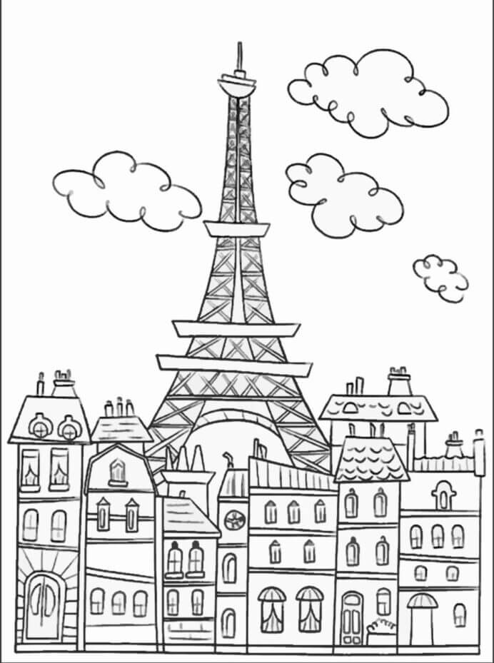 Dibujo de Edificio de la Torre Eiffel para Colorear