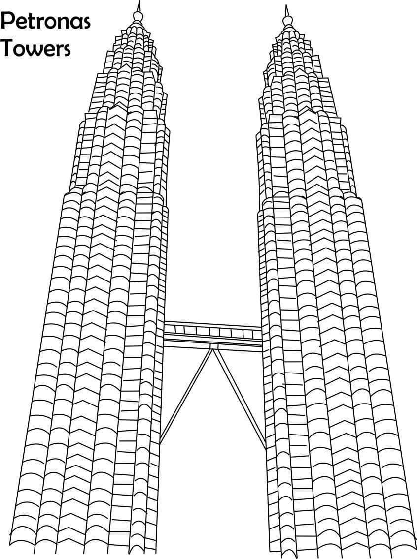 Dibujo de Edificio de la Torre Petronas para Colorear
