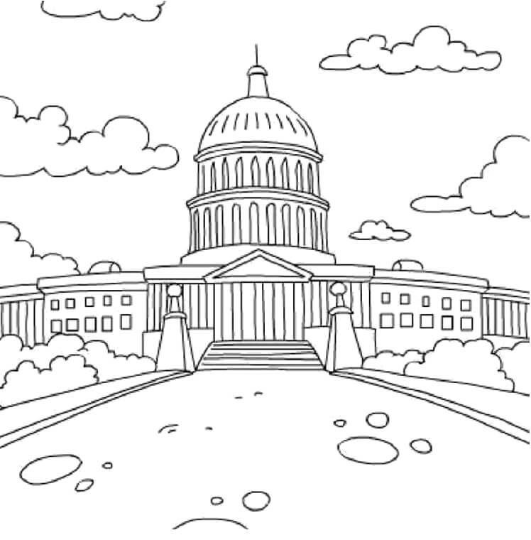 Dibujo de Edificio del Capitolio de los Estados Unidos para Colorear