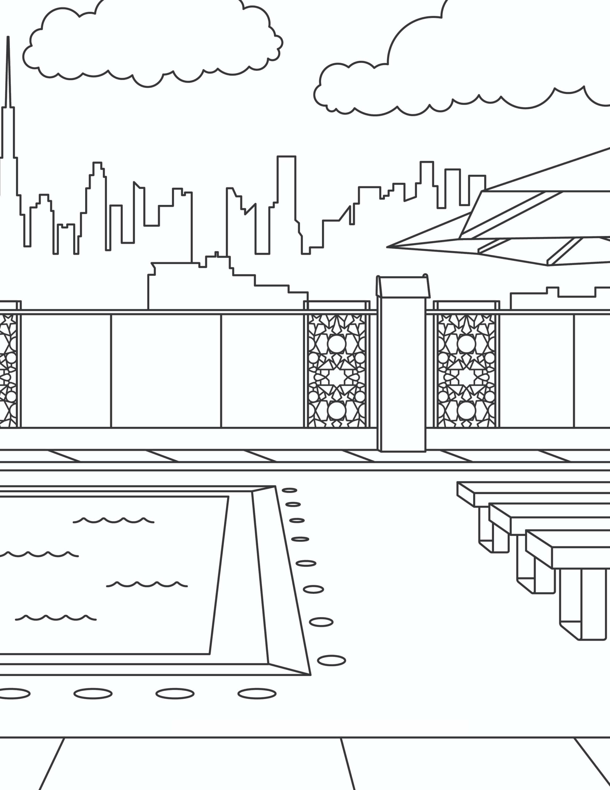 Dibujo de Gran Edificio de la Ciudad Scaled para Colorear