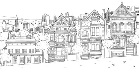 Dibujo de Hermoso Edificio de la Ciudad para Colorear