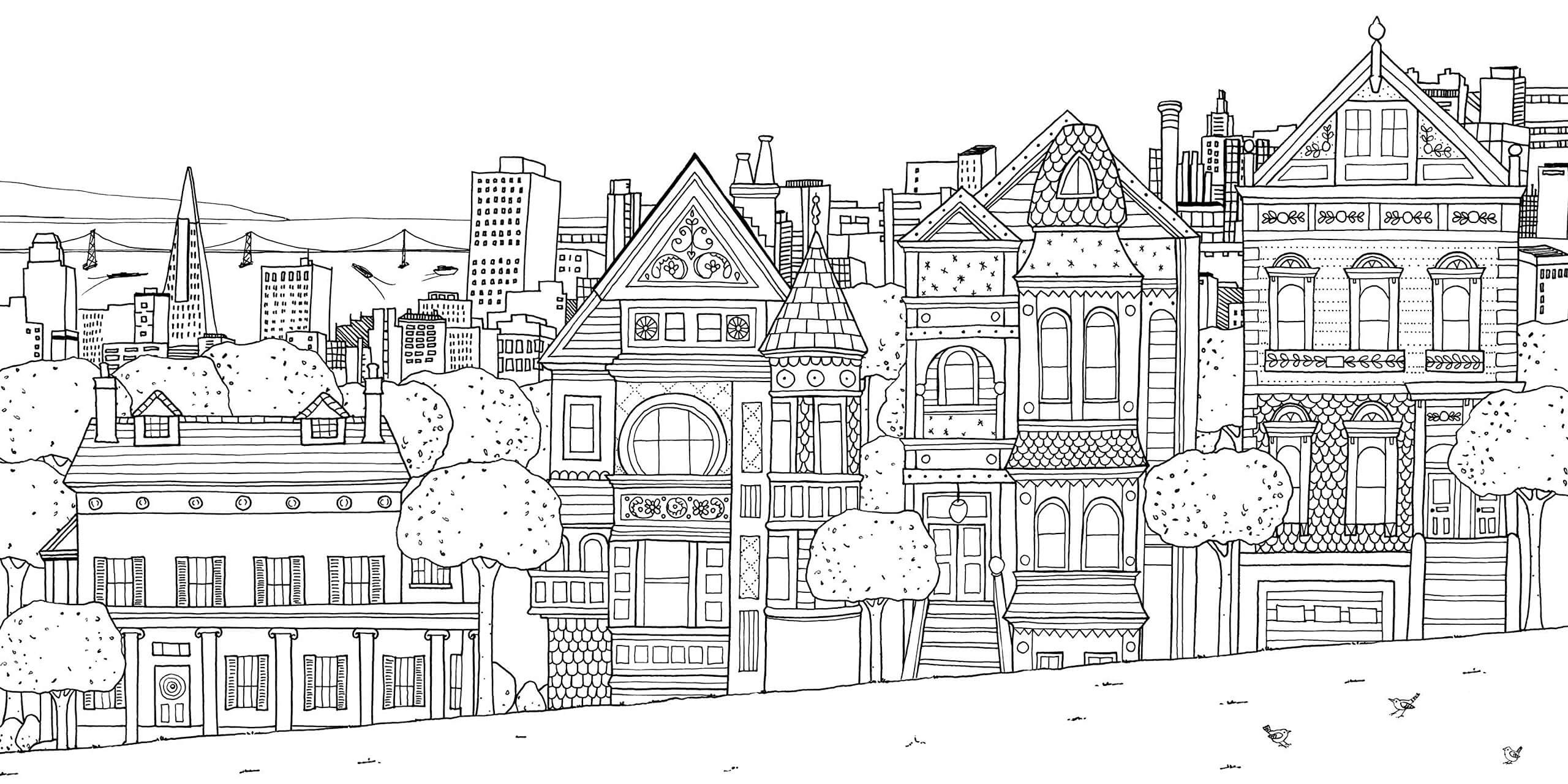 Dibujo de Hermoso Edificio de la Ciudad para Colorear