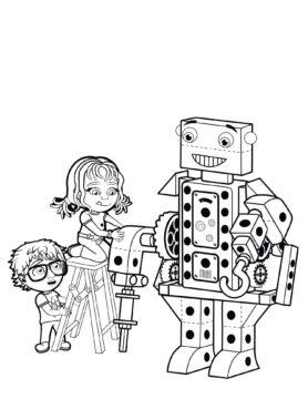 Dibujo de Primera Construccin de Robots para Nios para Colorear