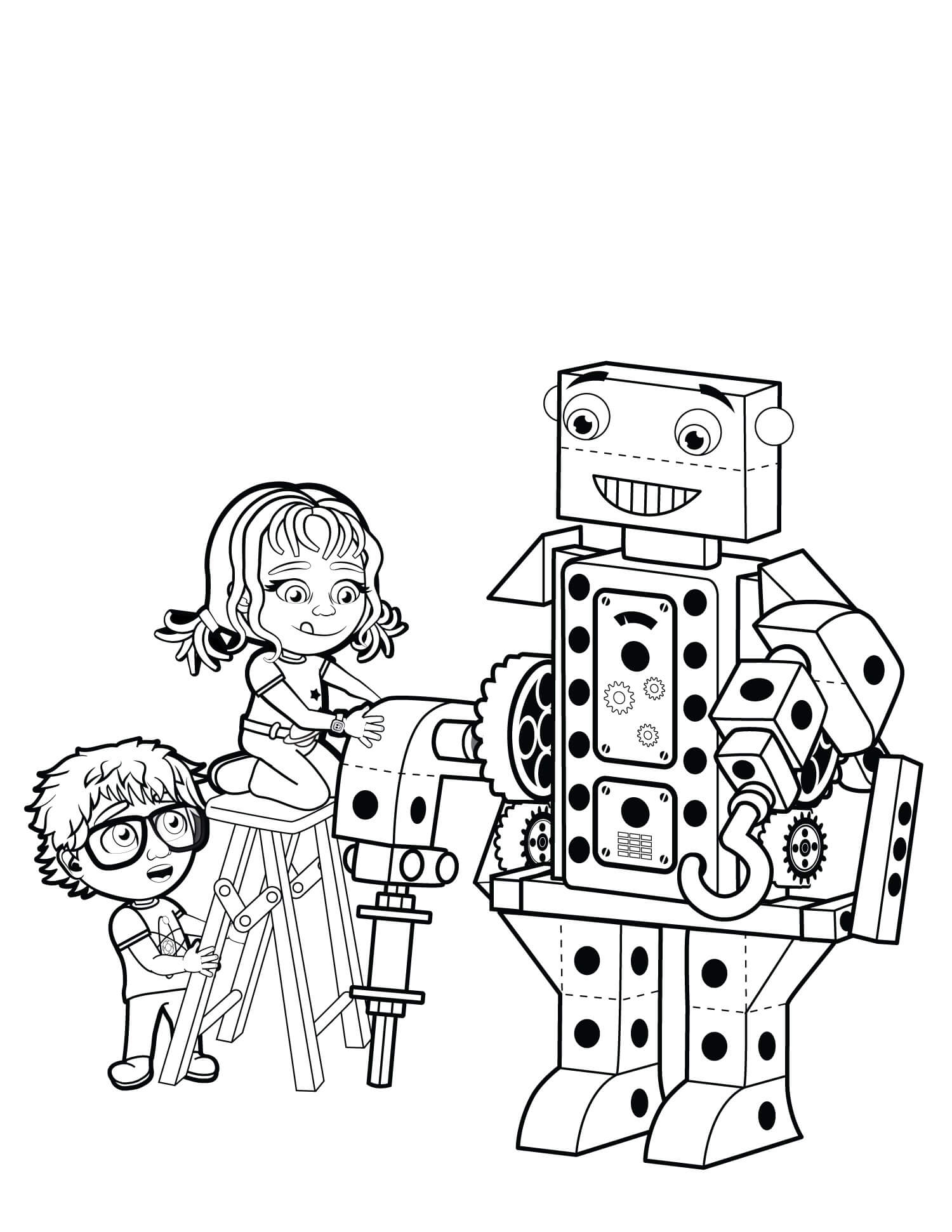Dibujo de Primera Construccin de Robots para Nios para Colorear