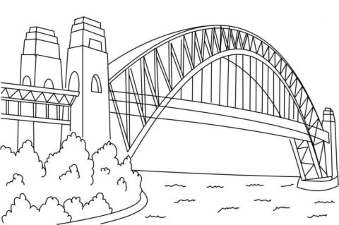 Dibujo de Puente del Puerto de Sydney Edificio para Colorear