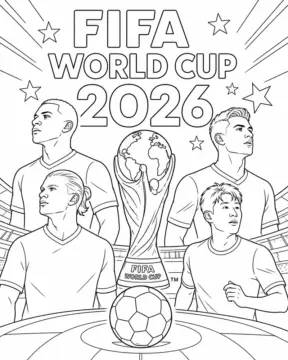 Dibujo de Jugadores Estrella de la Copa Mundial de la Fifa 2026 página para Colorear