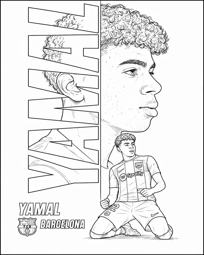 Dibujo de Lamine Yamal página para Colorear