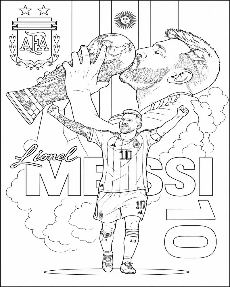 Dibujo de Lionel Messi página para Colorear