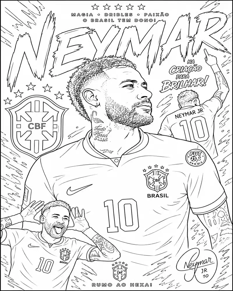 Dibujo de Neymar Jr página para Colorear