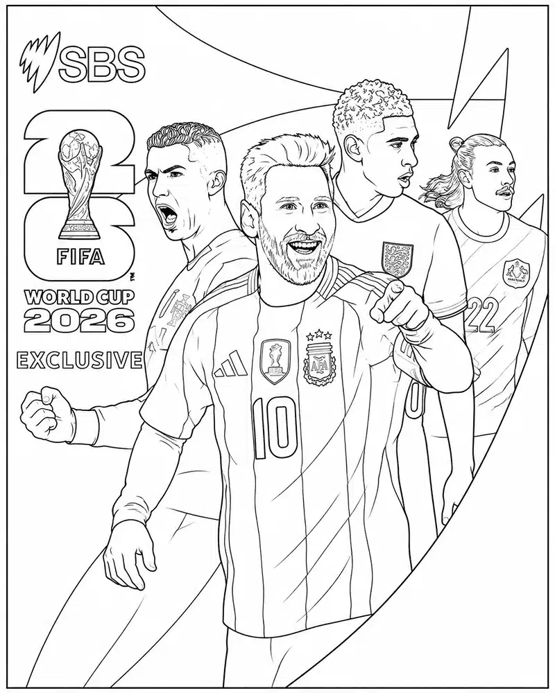 Dibujo de Poster de la Copa Mundial de la Fifa 2026 página para Colorear