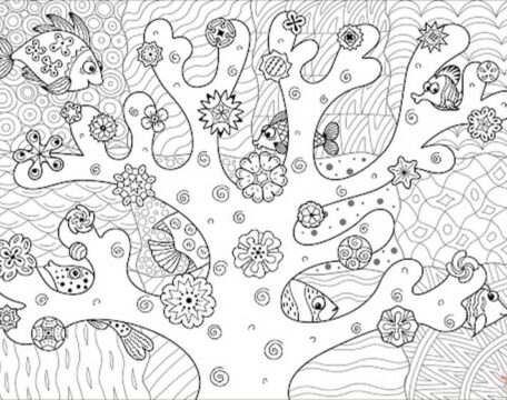 Dibujo de Encuentra Peces Escondidos en el Arrecife de Coral para Colorear