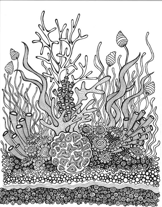 Dibujo de Jardn de Coral Adulto para Colorear