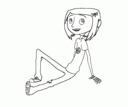 Dibujo de Coraline Sentado para Colorear