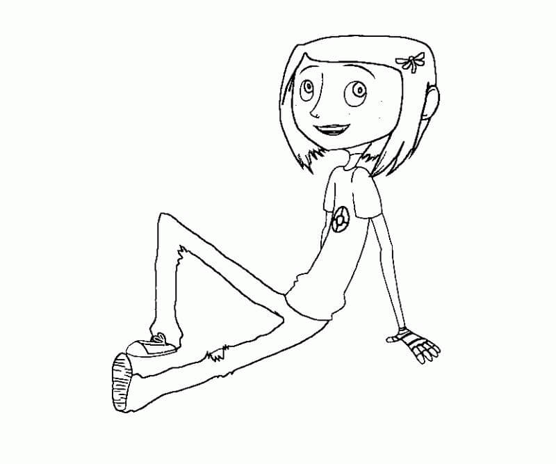 Dibujo de Coraline Sentado para Colorear