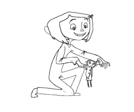Dibujo de Coraline y la muñeca para Colorear