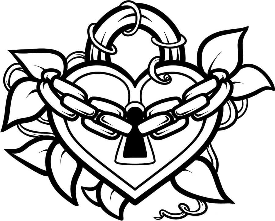 Dibujo de Candado de Corazn para Colorear