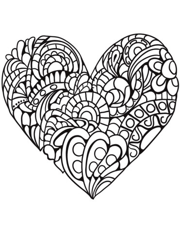 Dibujo de Corazn Zentangle para Colorear
