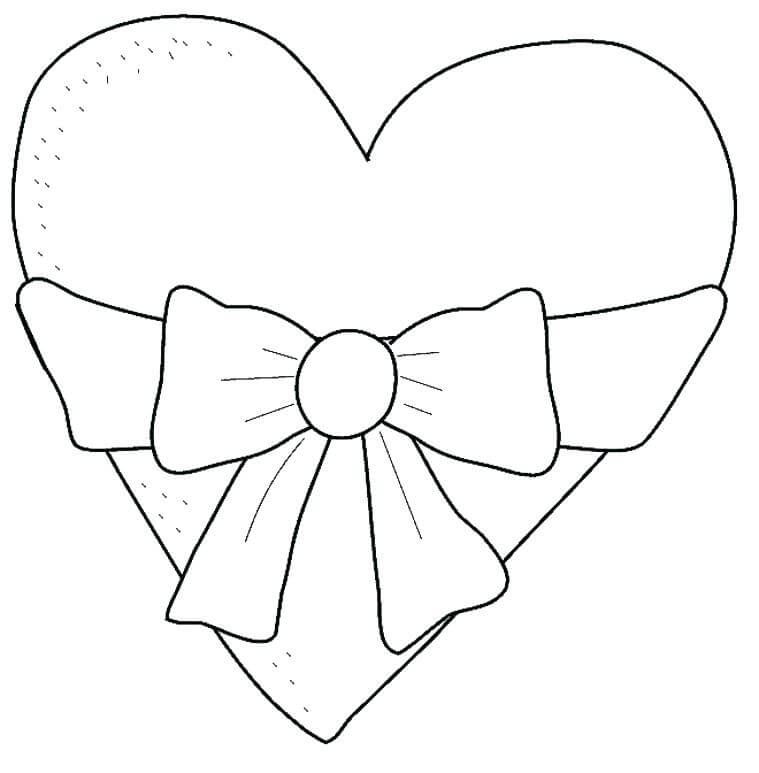 Dibujo de Corazn con Arco para Colorear