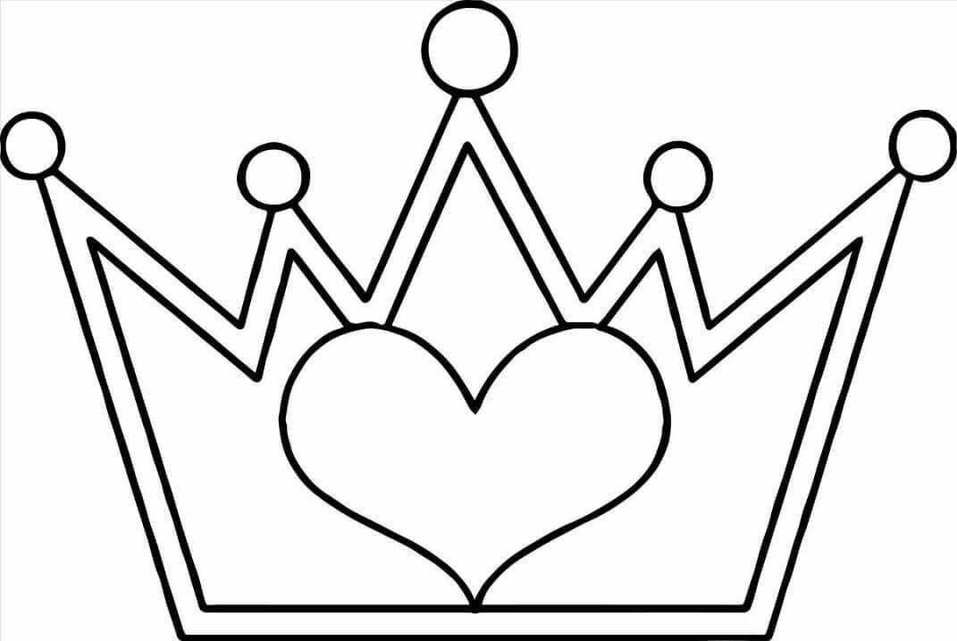 Dibujo de Corazn en Corona para Colorear