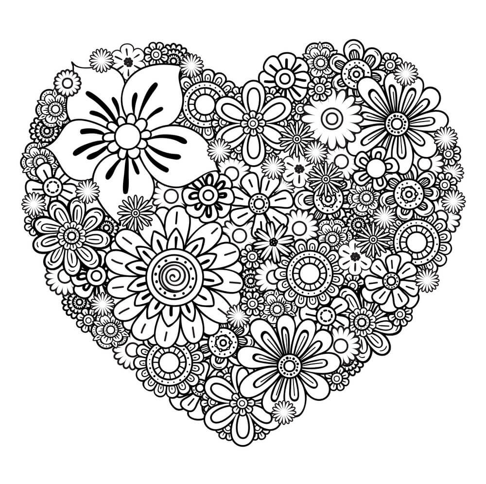 Dibujo de Flor de Corazn para Colorear