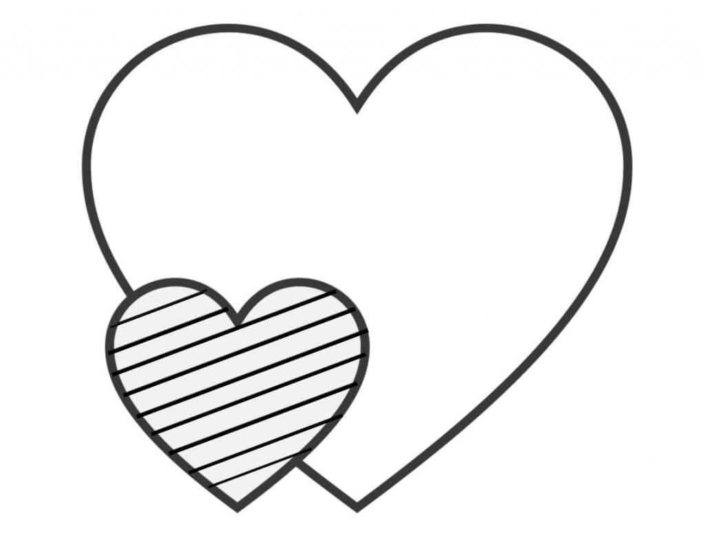Dibujo de Fcil Dos Corazones para Colorear
