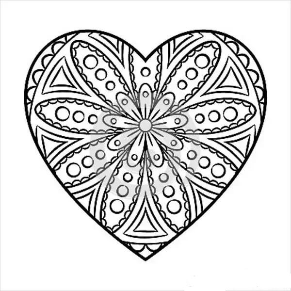 Dibujo de Mandala Corazn para Colorear