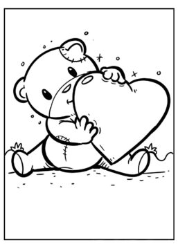 Dibujo de Oso Tenencia Corazn para Colorear