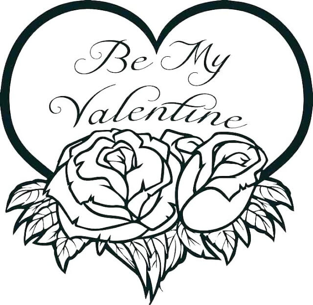 Dibujo de Rosas y corazón 1 para Colorear
