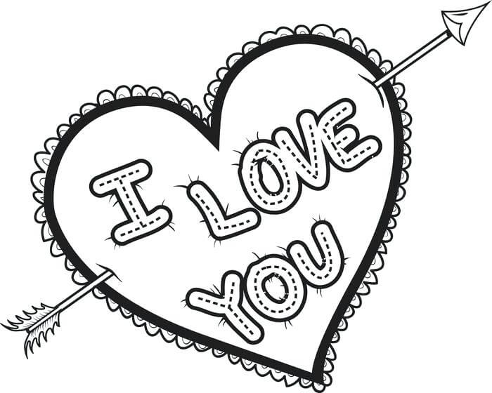Dibujo de Te Amo corazón 1 para Colorear
