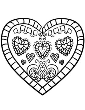 Dibujo de Un Corazn Decorado 1 para Colorear