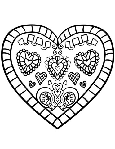 Dibujo de Un Corazn Decorado 1 para Colorear