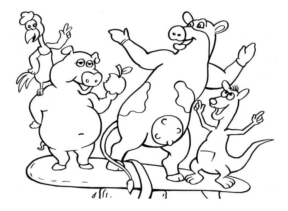 Dibujo de Animales Graciosos de Corral para Colorear