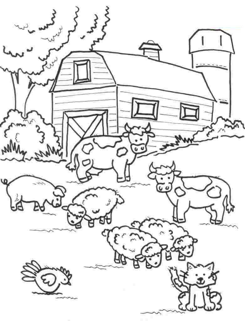 Dibujo de Corral Cuatro Animales para Colorear