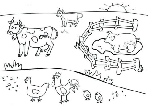 Dibujo de Corral Simple para Colorear