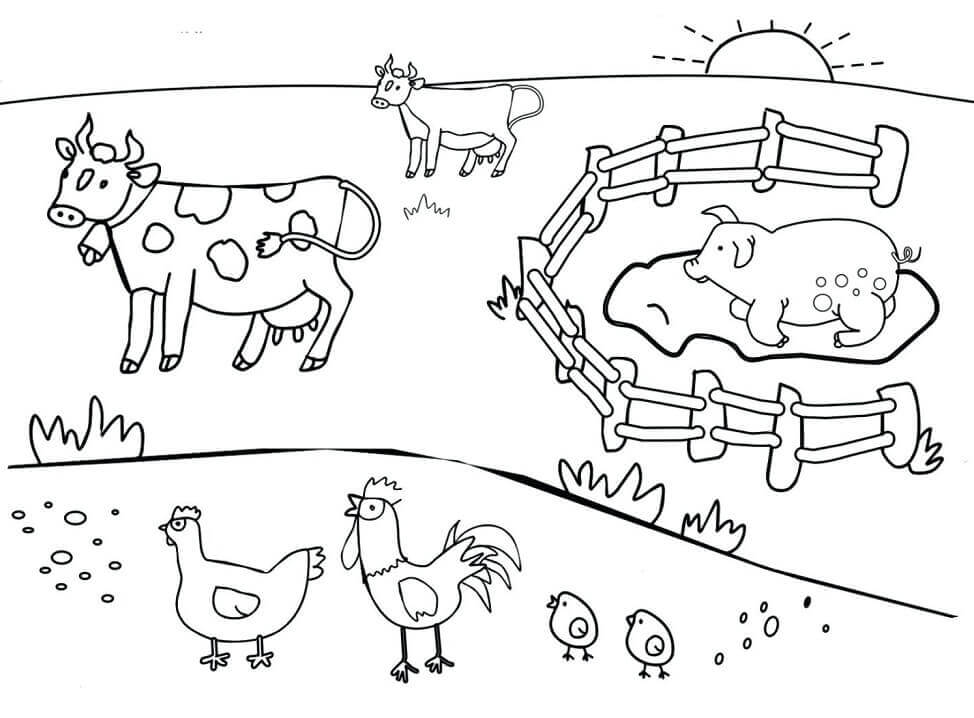 Dibujo de Corral Simple para Colorear